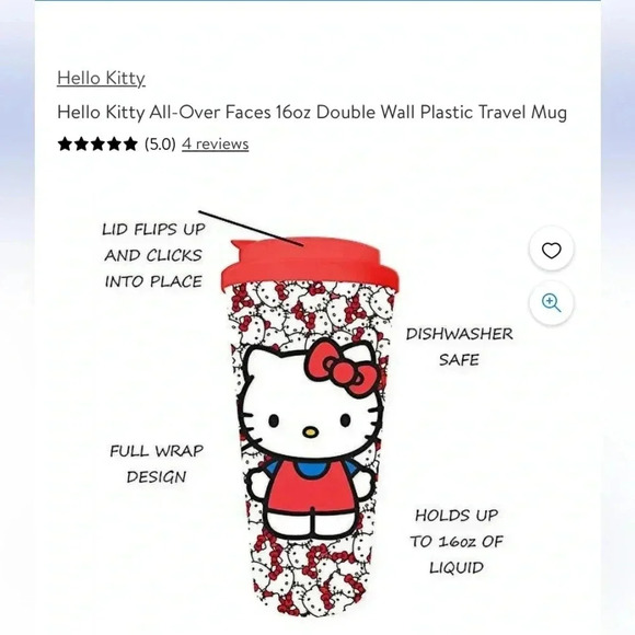 Sanrio Hello Kitty All Over Faces
16OZ Clear Plastic Tumbler with Straw Lid - Picture 6 of 6